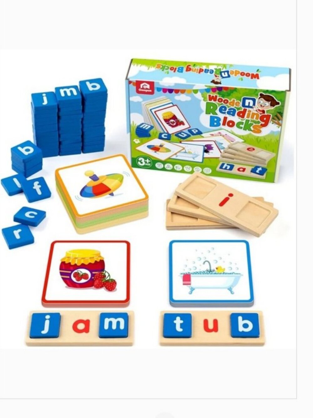 Coogam Wooden Reading Blocks